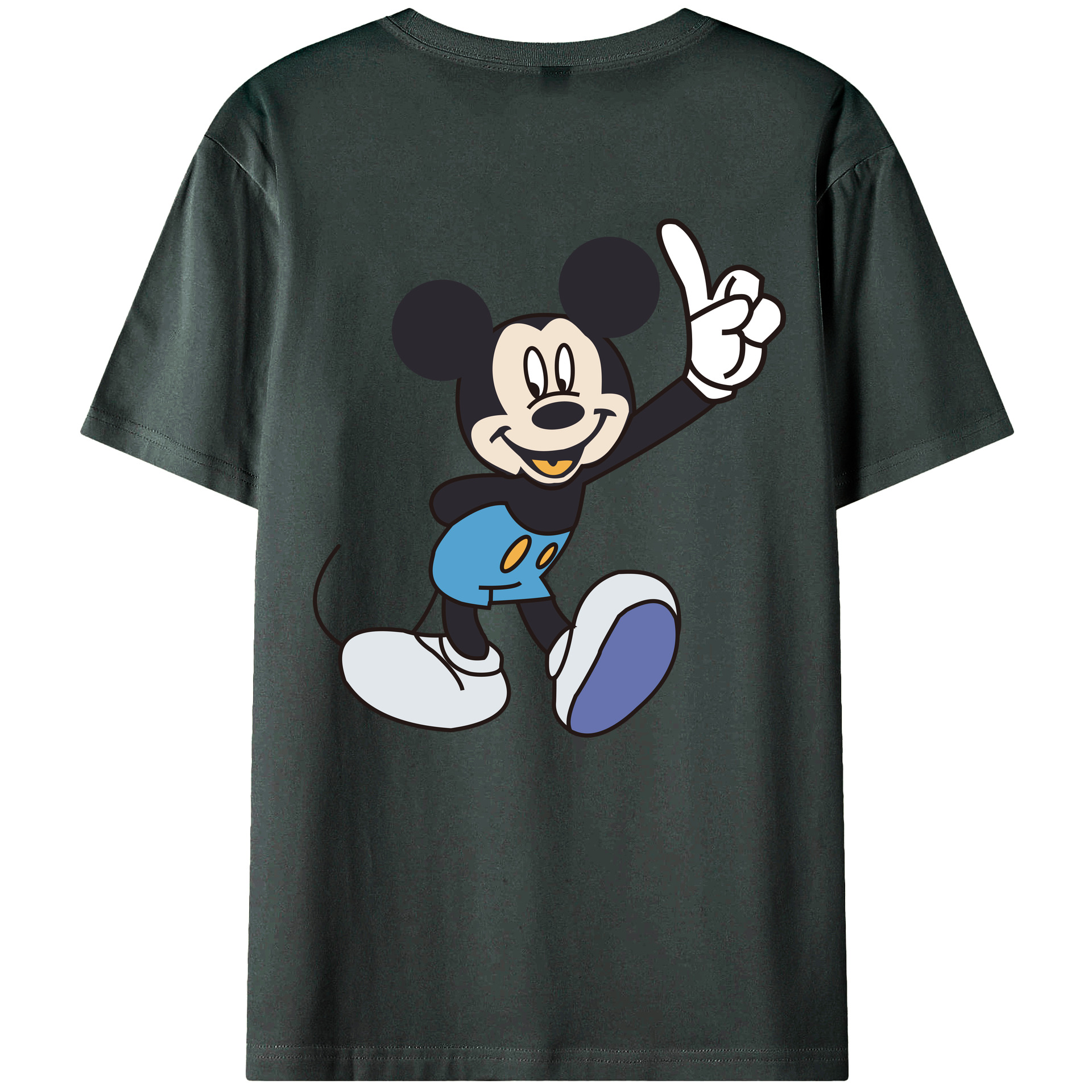 ミッキーマウス Mickey Mouse 綿100％ メンズ半袖Tシャツ（バックプリント） 通気性
